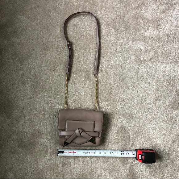 Karl Lagerfeld Leather Crossbody Bag in Grey / Purple with Silver Chain Strap - Picture 10 of 12